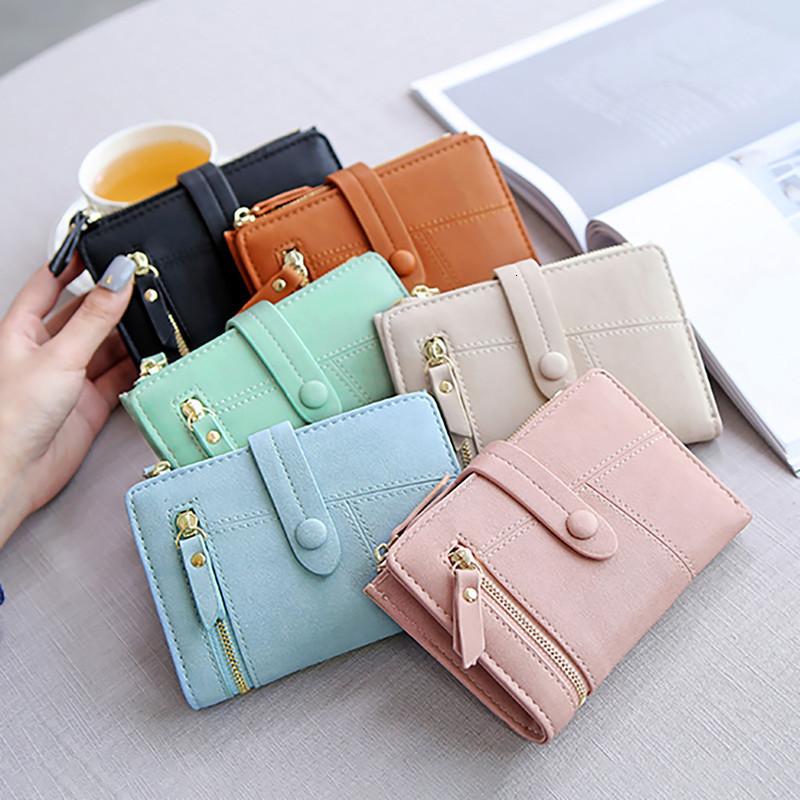 Ship from US Leather Wallet Women Wallets Short Holder Purses Fold Small Female Card Mini Purse Mens Engraved With Chains 250228FBB