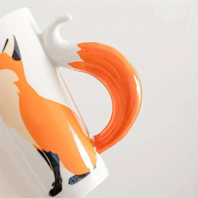1Pc 12Oz Porcelain Coffee Mug Breakfast Milk Adorable Fox-Shaped Ceramic Cup Friends Birthday Gifs For Kids Drinkware