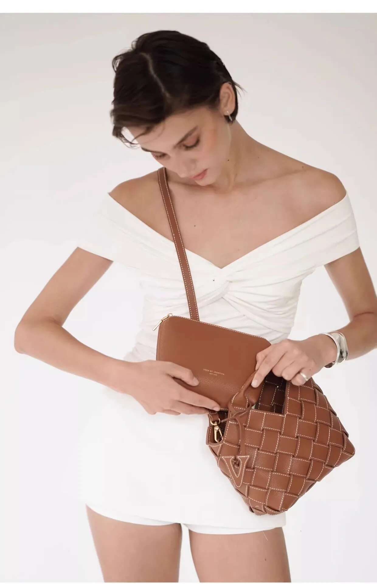 Fashion Leather Handbag Brand Simple Irregular Design Woven Shoulder Strap Women's Crossbody Bag