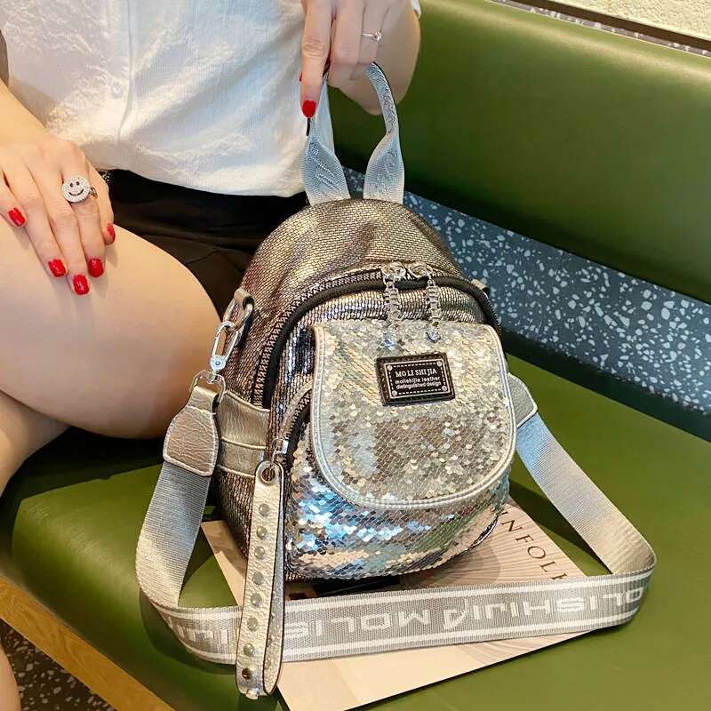 Women's Bags Ita Pack Sequines Women's Rivet Designer Mini Backpack Women Shoulder Bolsos Travel School Bag Mochila