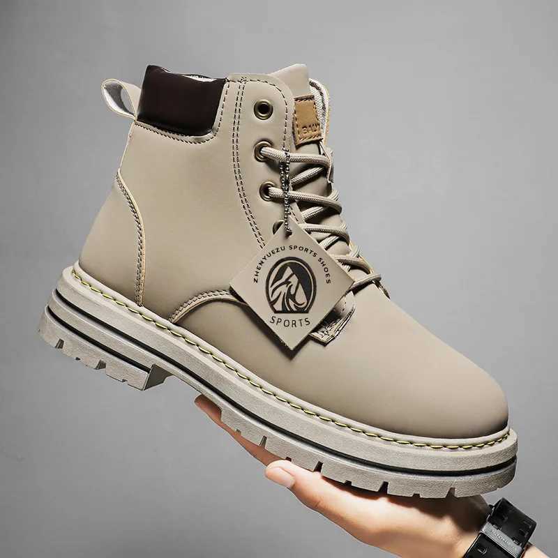High Top Mens Ankle Boots Designer Luxury Man Motorcycle Boots British Style Leather Boots Brand Lace-Up Men Shoes Mens Boots Z250303