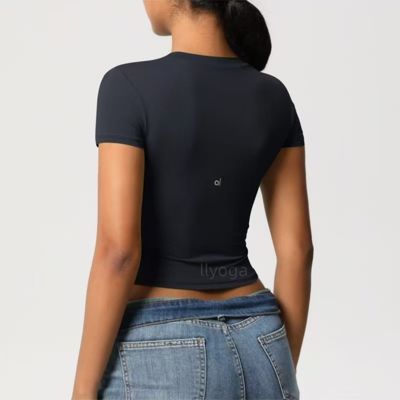 Womens yoga casual versatile tight quick drying fitness top yoga clothes running sports short sleeved top