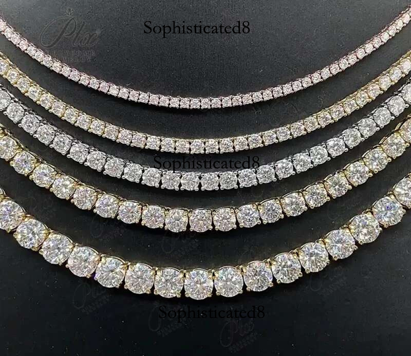 2-6.5mm Tennis Chain Hippop Full Size Sale Necklace For Women Sterg Sier Gold Man's Moissanite Bracelet Fashion