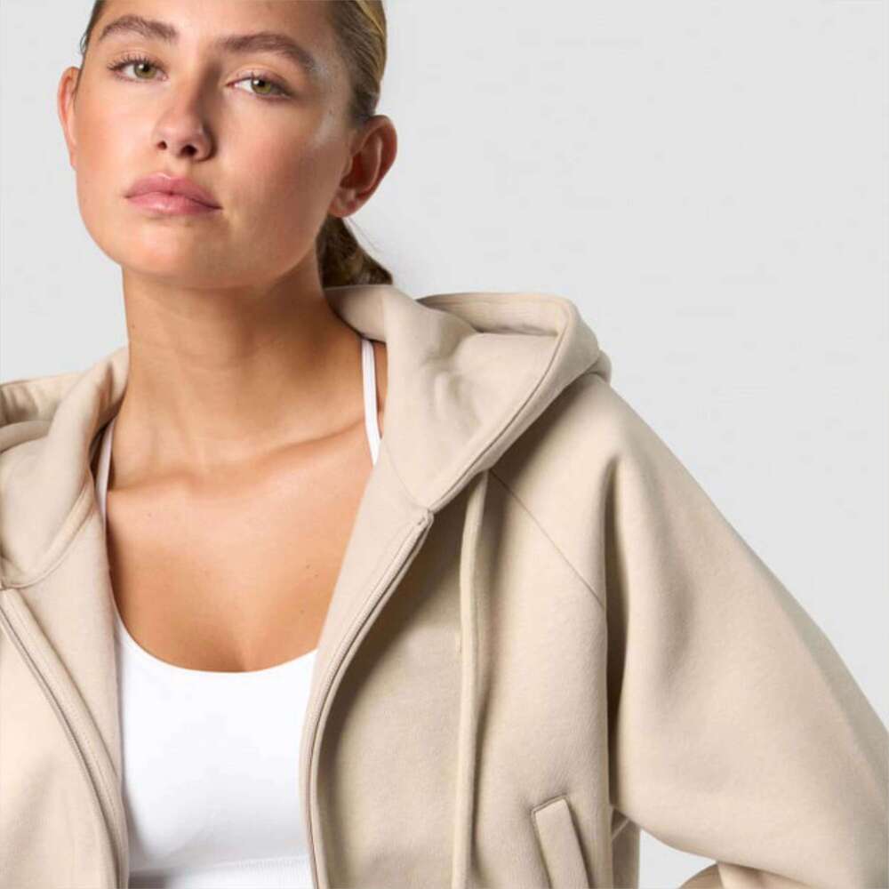 Fashionable Women's Soft Cotton Zip-Up Hoodie Everyday Comfort And Style Light Weight Sweatshirt