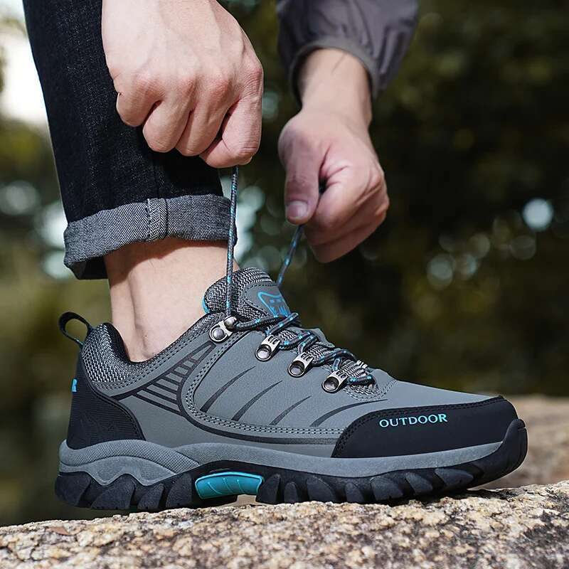 for Men Walking Sneakers Leather Waterproof Mountaineering Camping Hiking Thick Sole Comfortable Running Shoes