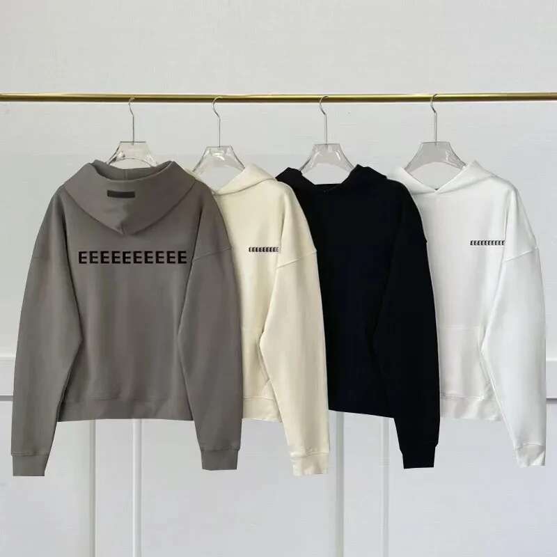 Season 7 E Front And Back Double Row Cking Letter Hoodies Classic High Street Men's Hoodie Loose Casual Couple Coat