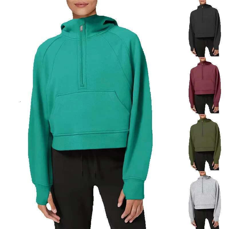 Women's Casual Autumn Winter Long Sleeve Sweatshirt Custom ODM Pullover Crewneck Half Zip Hoodie Emed Printed Fiess