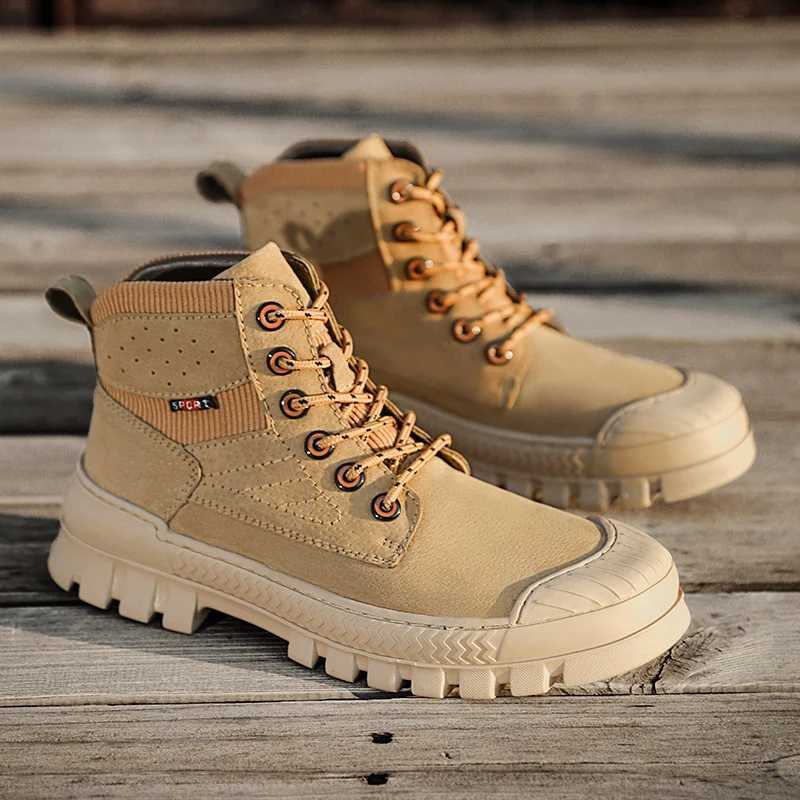 HIKEUP Mens Boots Outdoor Sneakers Breathable Trail Walking Shoes Hiking Sports Tactical Men Shoes Cow Leather Z250303