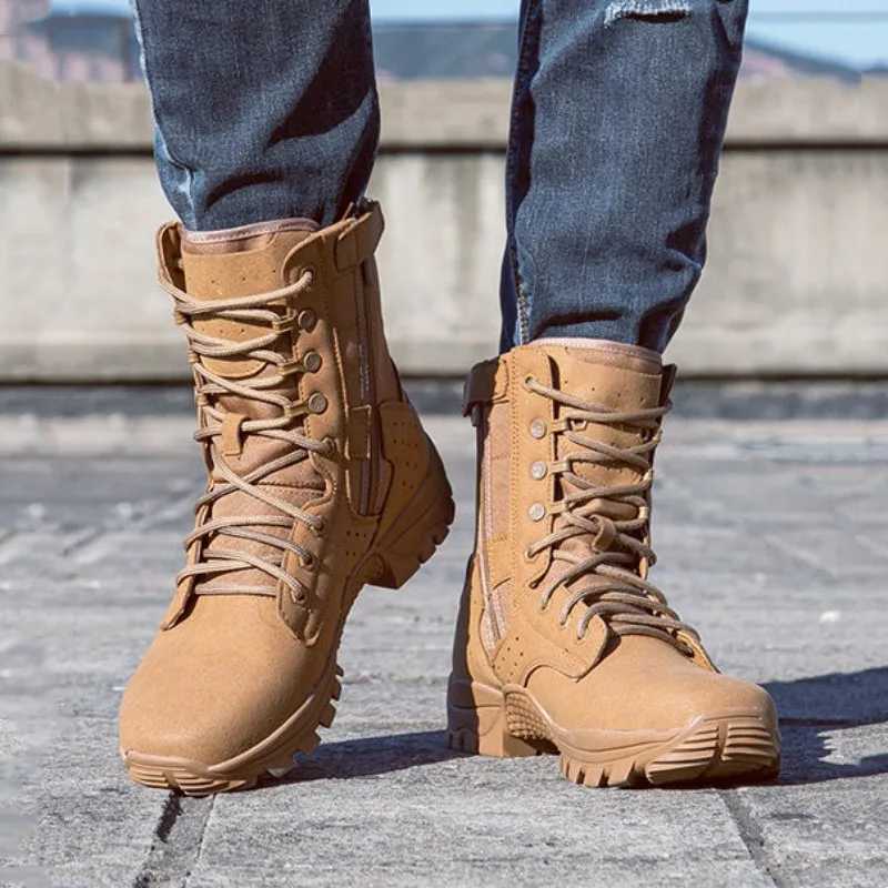 Luxury Mens Boots Cowhide Waterproof Boot Warm Wool Fur Plush Winter Snow Shoes Summer Breathable Hole Outdoor Hiking Shoe Z250303