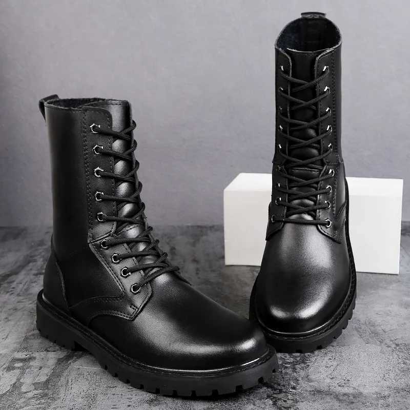 Luxury Winter Lace Up Outdoor Long Boots Motorcycle Boots Winter Warmth Designer High Leather Shoes Fashion Casual Black Boots Z250303