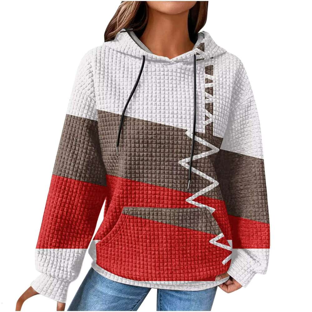 Custom Autumn Winter Womens Long-Sleeved Colourful Print Loose Sweatshirts Tops Quality Hooded Hoodie
