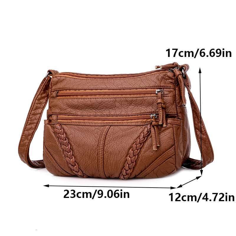 Vintage Solid Color Shoulder Retro Crossbody Women's Handbag Soft Leather Bag
