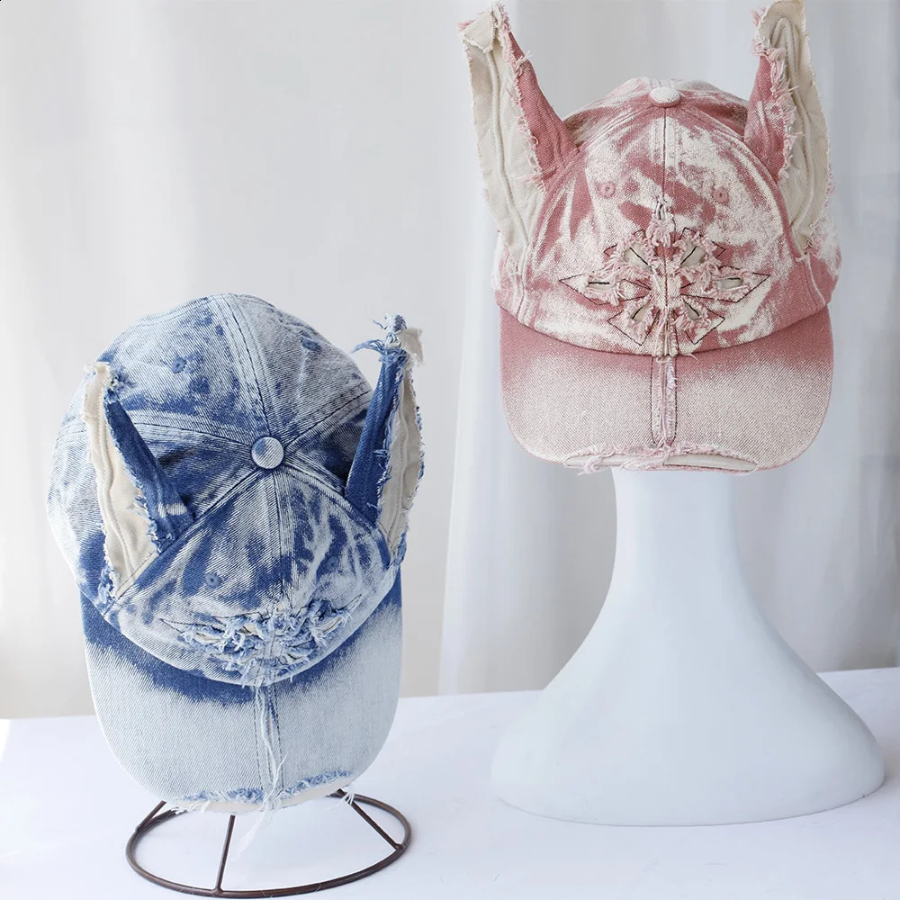 er y2k style personalized cowboy perforated baseball cap womens three-dimensional ears street duckbill cap 250303