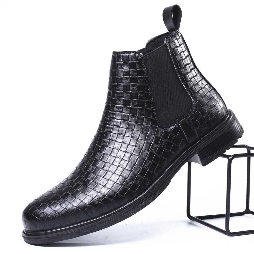 Luxury Chelsea buckle leather mens boots crocodile pattern ankle boots mens solid boots mens spring/autumn direct shipping 2024 Z250303