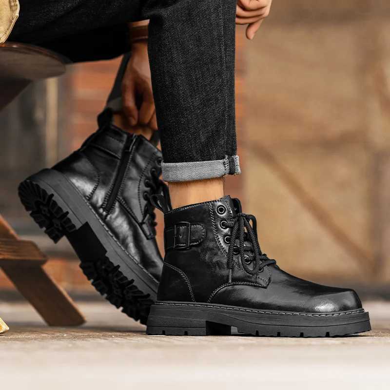 Mens leather waterproof lace Chukka ankle boots Oxford dress boots casual business work mens daily shoes Z250303