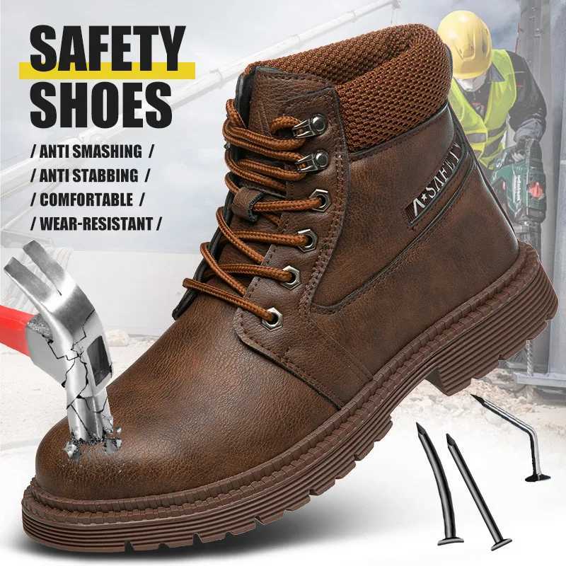 2025 New Fashion Boots Safety Shoes Mens Mid Workwear Boots Anti Smashing Anti Stab Wear-resistant Protection Shoes Z250303