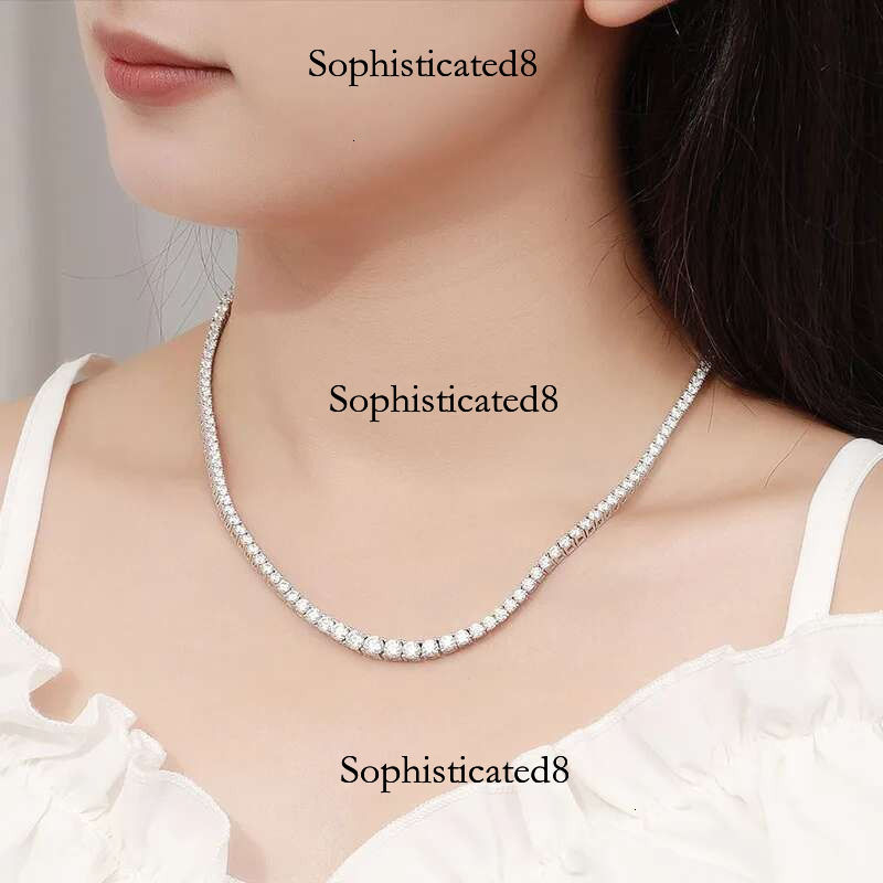 Halaile D Color Full Moissanite S Sterg Sier Tennis Necklace with GRA Fine jewelry Men Women's Wedding Neck chain