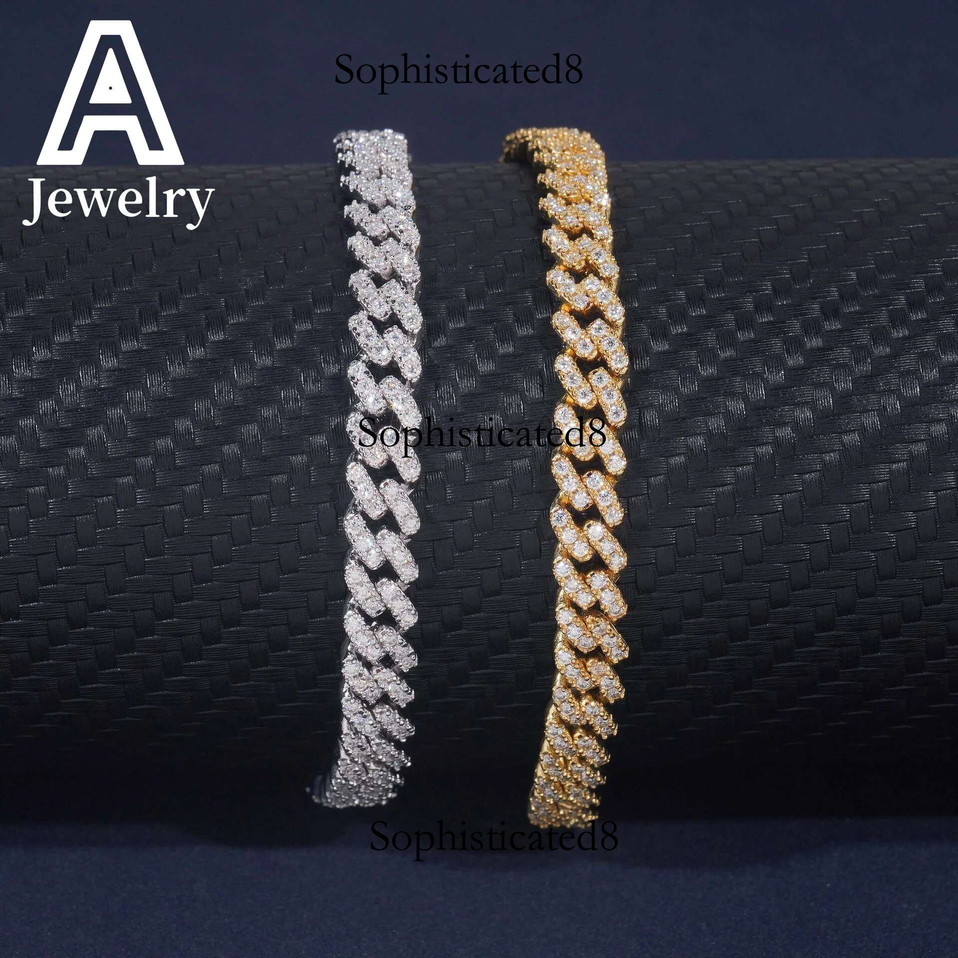 6mm Dia Iced Out Cuban k Chain Sterg Sier Moissanite Hip Hop Jewelry Necklace Bracelet
