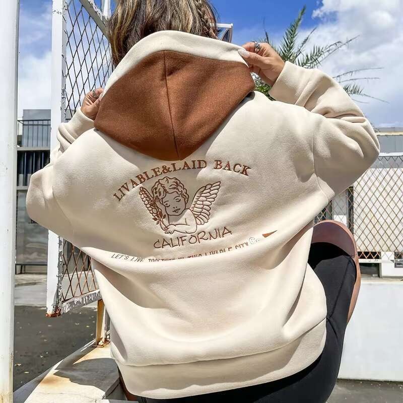Custom French Terry Hoodies Women's Streetwear High Quality Essentials Drop Shoulder Embroidered Hoodie