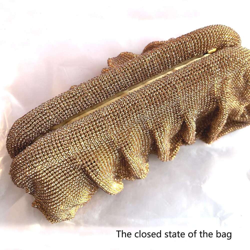 Women's Bags Shiny Rhies Handmade Evening Clutch Bags New Folds Purses and Handbags Designer Wedding Party High Quality