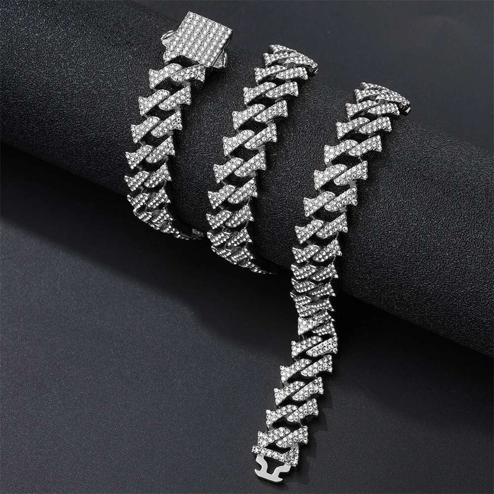 HIP HOP 14MM Cuban k Chain 2Row Iced Out Rapper Heavy Necklaces Bracelet For Men Women Choker Jewelry
