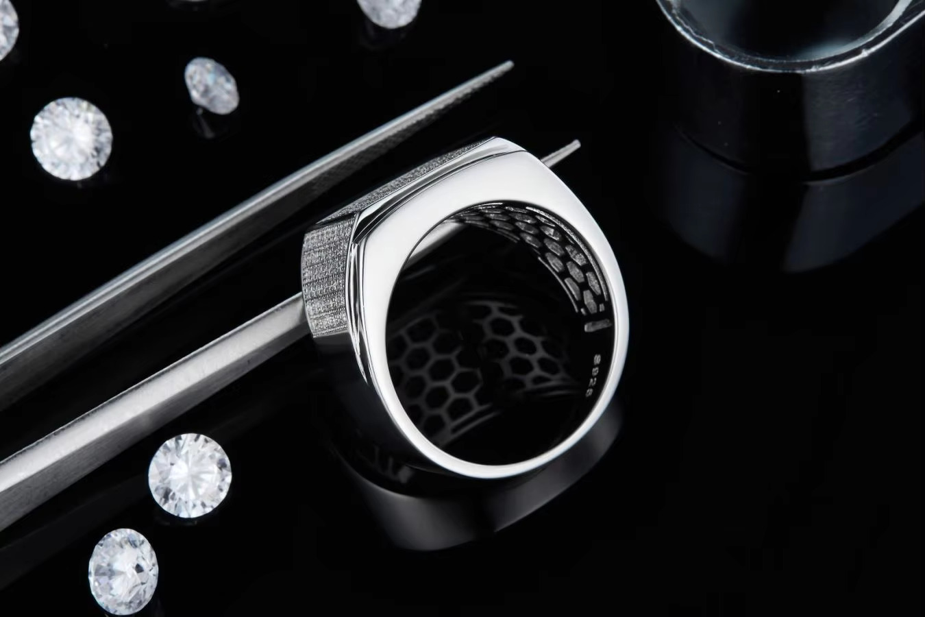 Fashionable Men's Moissanite Ring S Sier, Gold Plated, Hip Hop Style, Party and Street Fashion Gift Available