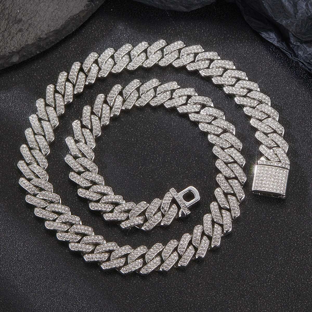 Purple Color Iced Out Cuban k chain for Teen Men and Women, 13MM Hip hop Classic Necklace Nightclub Rock Party Accessory