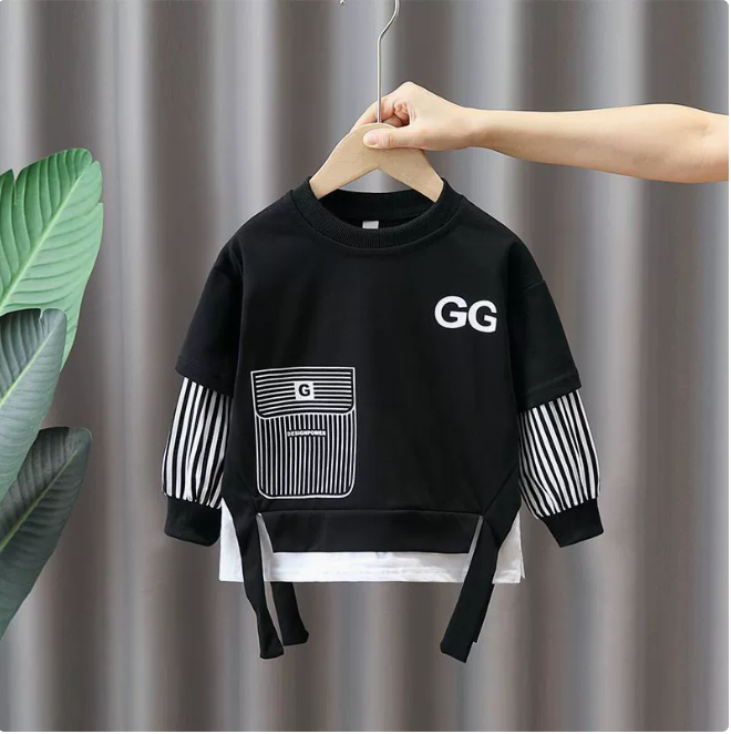 Boy's spring and autumn suit 2025 new children's handsome fashion clothes tide baby spring net red fashion hoodie J250303