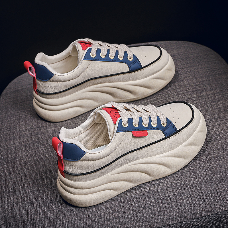 2025 Spring summer Designer s New White Shoes For Women s Outdoor Leisure Thick Soled Height Increasing Sports Board Casual Shoes