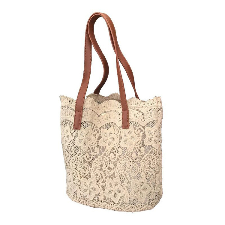 2025 new Korean version Sen series lace shoulder handbag women's shopping large capacity bucket bag women
