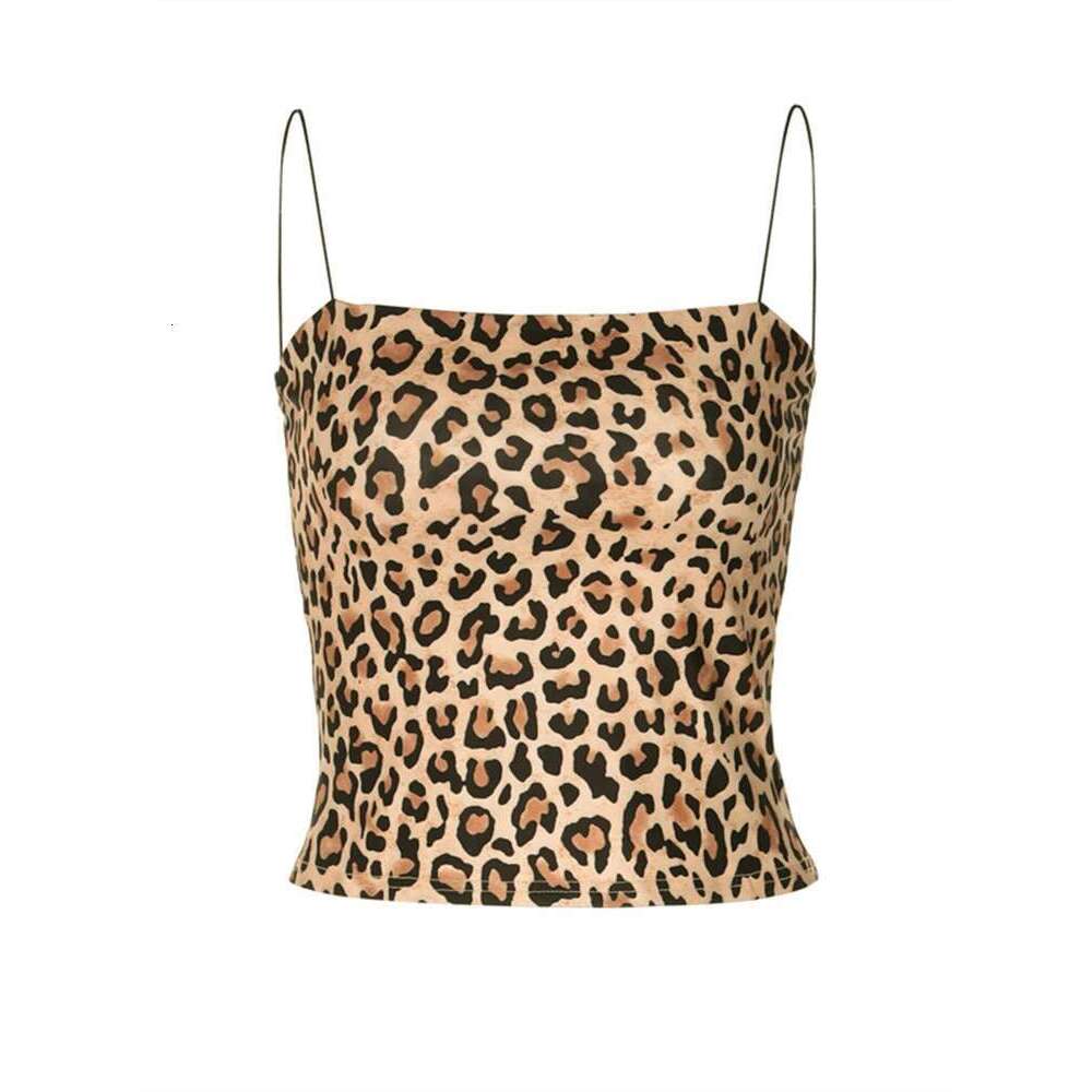 For Sexy Camisole Women Leopard Print Skinny Crop Top Female Party Nightclub Bodycon Sleeveless Camis Tank Tube Tops Y2K