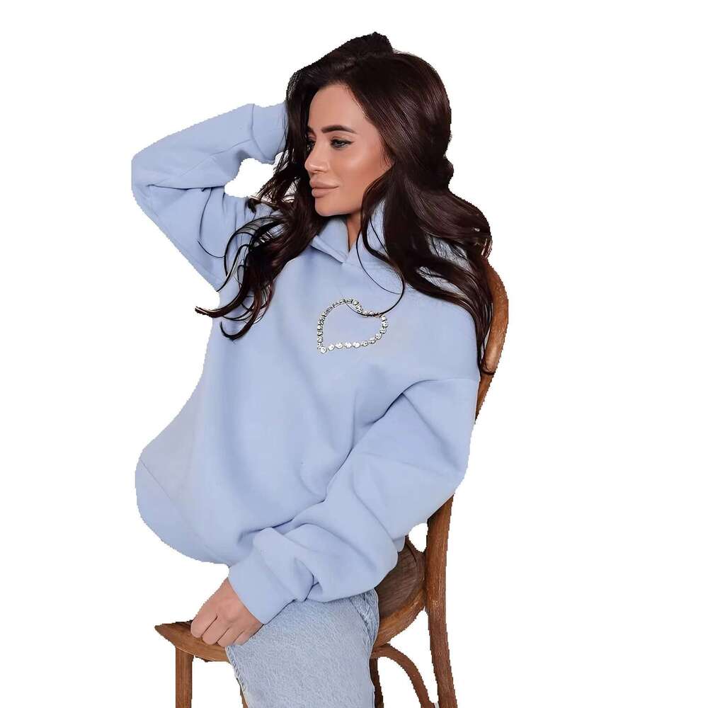 High Quality Spring Plus Size Hooded Women's Hoodies & Sweatshirts Plain Dyed Dia Studded Halter Hoodie