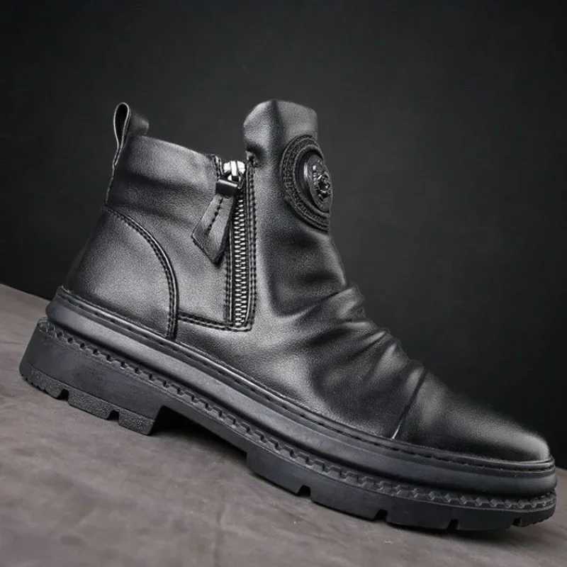 Mens Leather Boots Men Casual Shoes Comfortable Anti Slip Wear-resistant Shock Absorption Walking Male Shoes Boots For Men Z250303