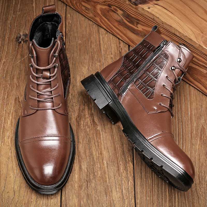 Mens Chukka Boots Waterproof Leather Casual Lace Up Ankle Oxford Boots Daily Dress Shoes For Men Z250303