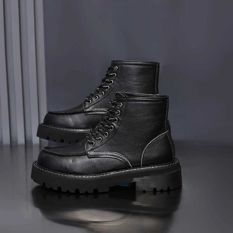 Golden Sapling Wear-resistant Mens Boots Outdoor Genuine Leather Soft Sold Plush Black Boot Man Fashion Genuine Leather Shoes Z250303