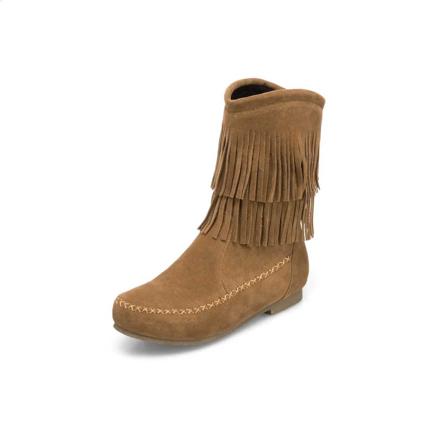 Big Size Shoes Woman Boots-Women Winter Footwear Flat Heel Round Toe Luxury Designer Large Size 2024 Ladies Mid-Calf A Z250303