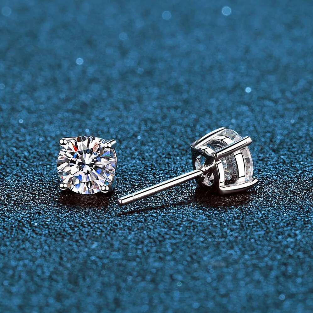 0.1-3CT Test Passed Moissanite Earrings for Men Women S Sier Platinum Plated Bride Wedding Dia Studs GRA