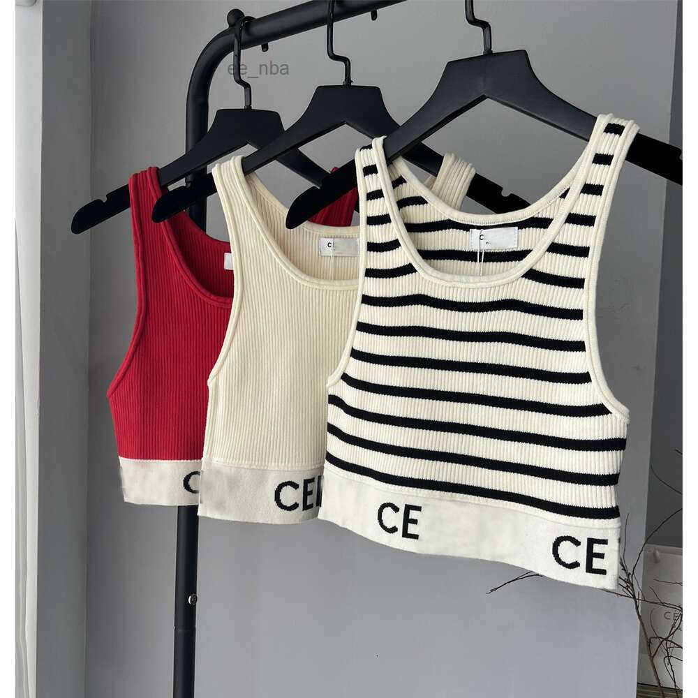 Women Tank Top Womens Designer T Shirt Black White Strip Letter Summer Short Sleeve Ladies Clothing Size S-L Camis Tops Femme Clothes