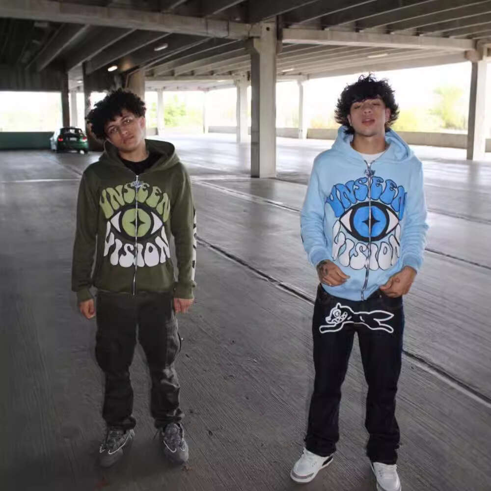 new street hip-hop foam letter printed cardigan zipper youth casual hoodie trend