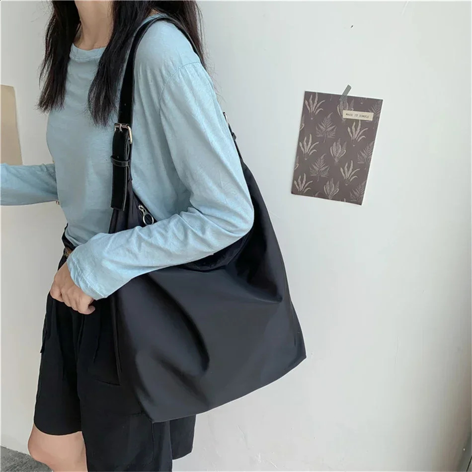 Fashion Large Capacity Shopper Tote Handbag Ladies Nylon Shoulder Bag INS Women Casual Female Shopping Messenger Neutral 250305