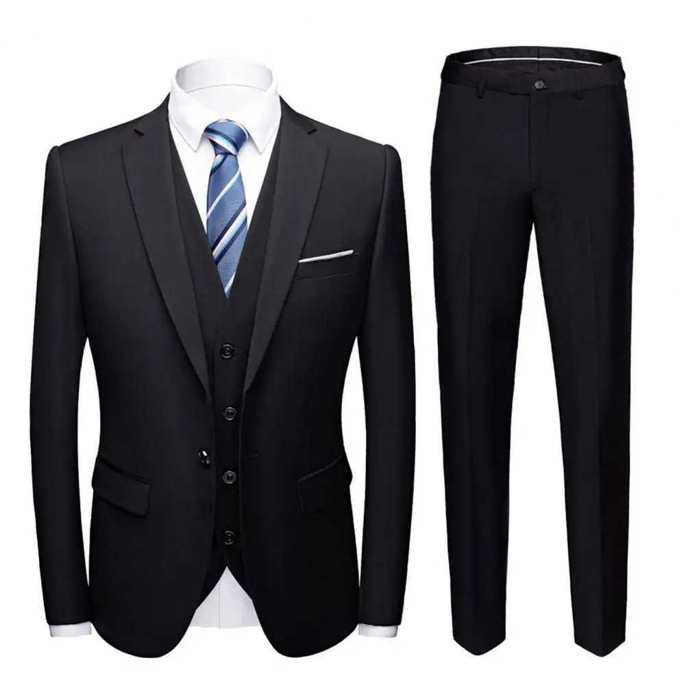 Men Suit Male Blazer Vest Pants Set Temperament Single Breasted Buttons Suit Top Pants Wedding Banquet Prom Formal Groom Suit M250303