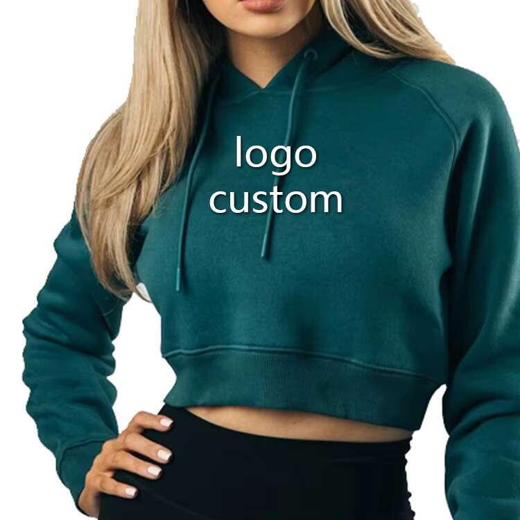 Wholesale Fiess Workout Pullover Custom Women Cropped Long Sleeve Hoodie