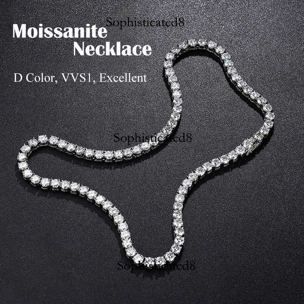 3/4/5/6.5mm Real Moissanite Tennis Necklace Bracelet for Men Women Sterg Sier Lab Dia Neck Chains Party Jewelry GRA