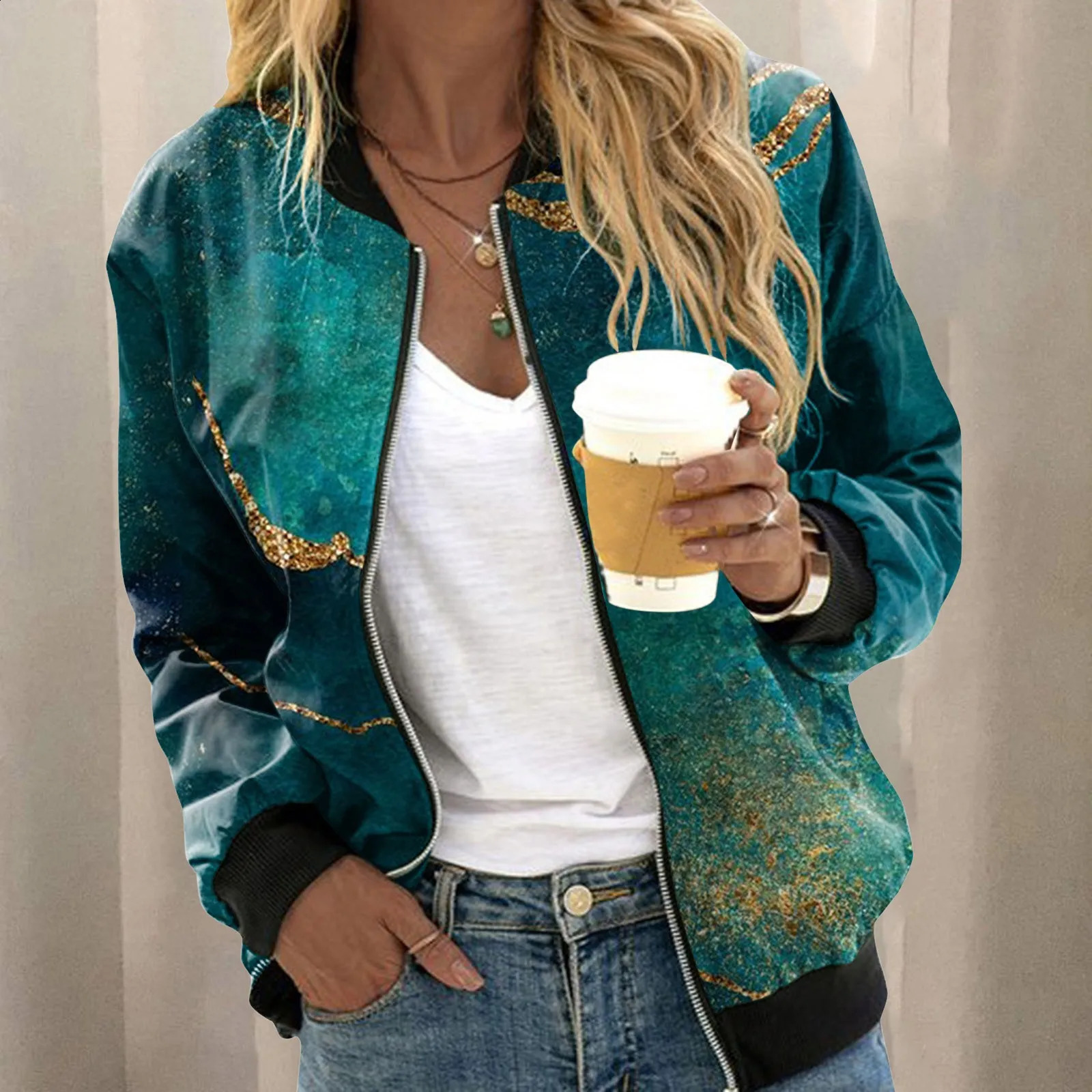 Womens Winter Jacket Outerwears Womens Casual Daily Jackets Lightweight Zip Up Casual Jacket Womens Clothing 250228