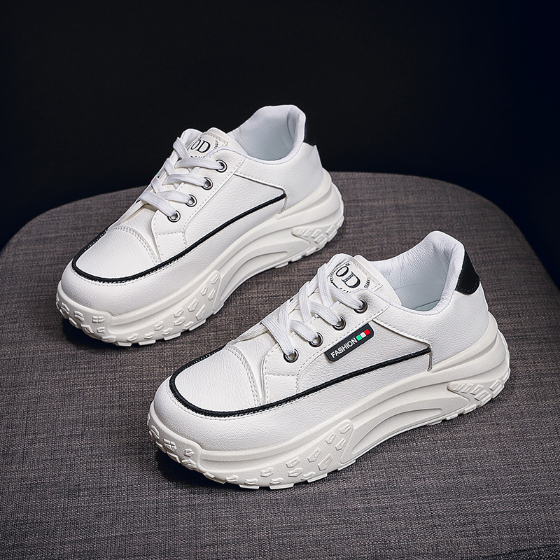 2025 Spring And Summer Women's Designer New Breathable White Shoes Fashionable Multi Functional Thick Soled Sports And Leisure Board Shoes Soft S