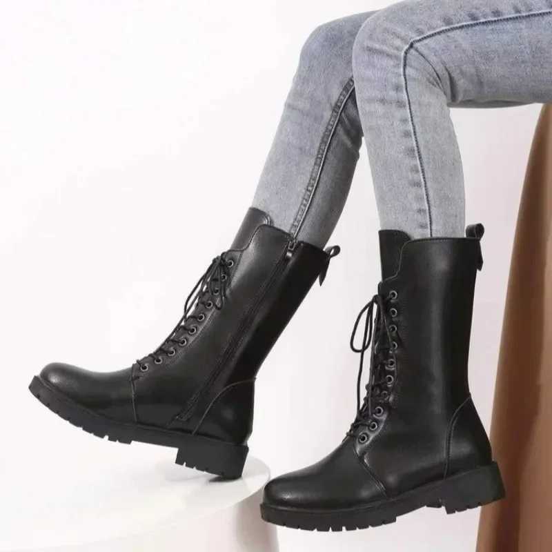 Womens Designer Knight Boots Autumn Winter Fashion Lace Side Zipper Ankle Boots Womens Platform Shoes Bota De Vaqueiro Z250303