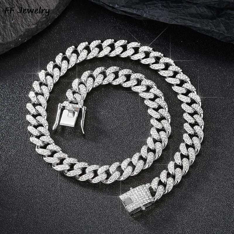Prong k Chain Hip Hop Men iced out p chain 2/3 Row Rhie Paved Miami Rhombus Cuban Necklace