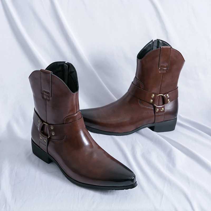 Luxury Brand Chelsea Mens Thick Soled Denim Boots British Style High Top Leather Shoes Fashionable Luxury Mens Motorcycle Boots Z250303