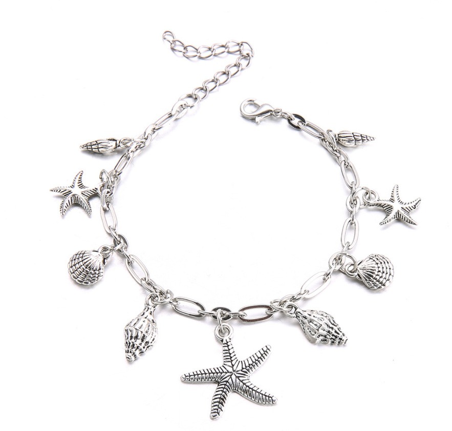 Elegant Sea-Inspired Silver Ankle Ornament with Handcrafted Finish - Perfect for Beach Getaways