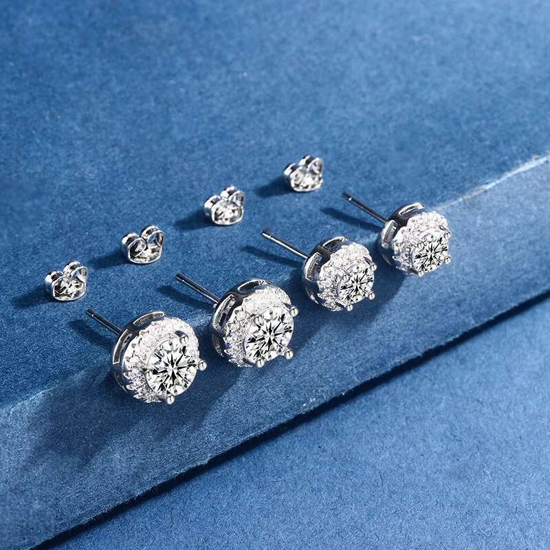 D VVS1 Pass Dia Tester Pen Moissanite Stud Earrings For Women 100% Real Sterg Sier 2 GRA Certificates Moissanita
